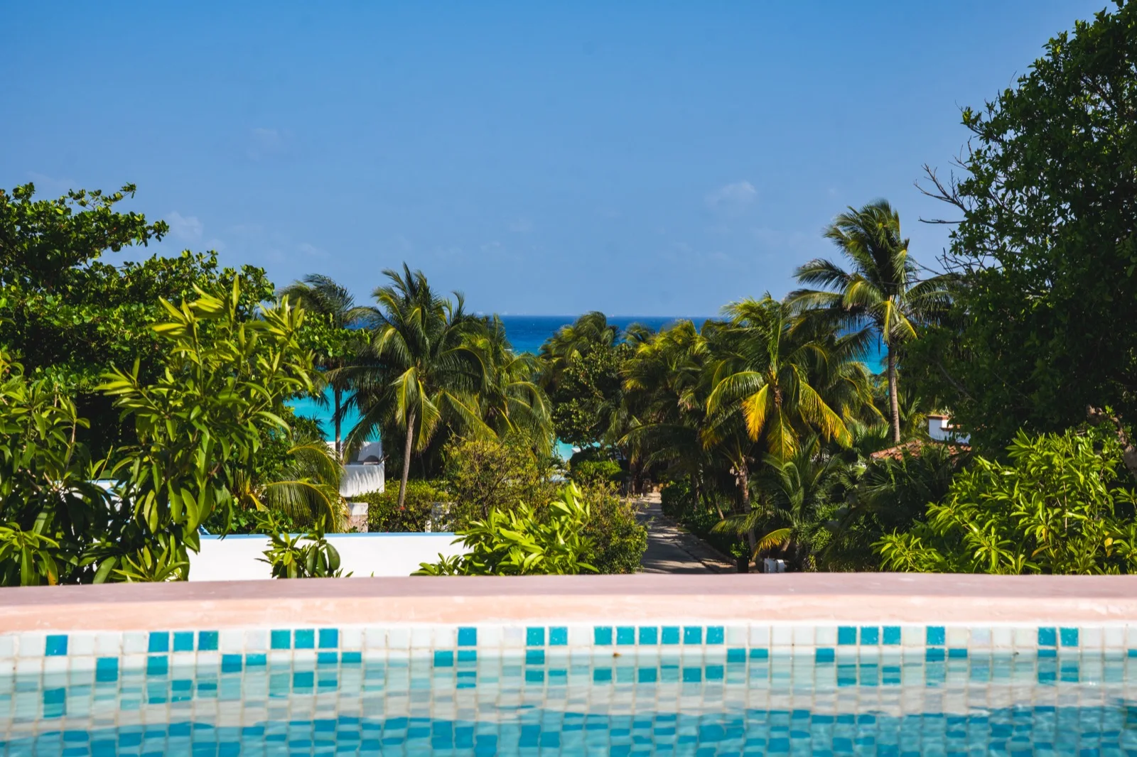 Private pool overlooking the Caribbean sea