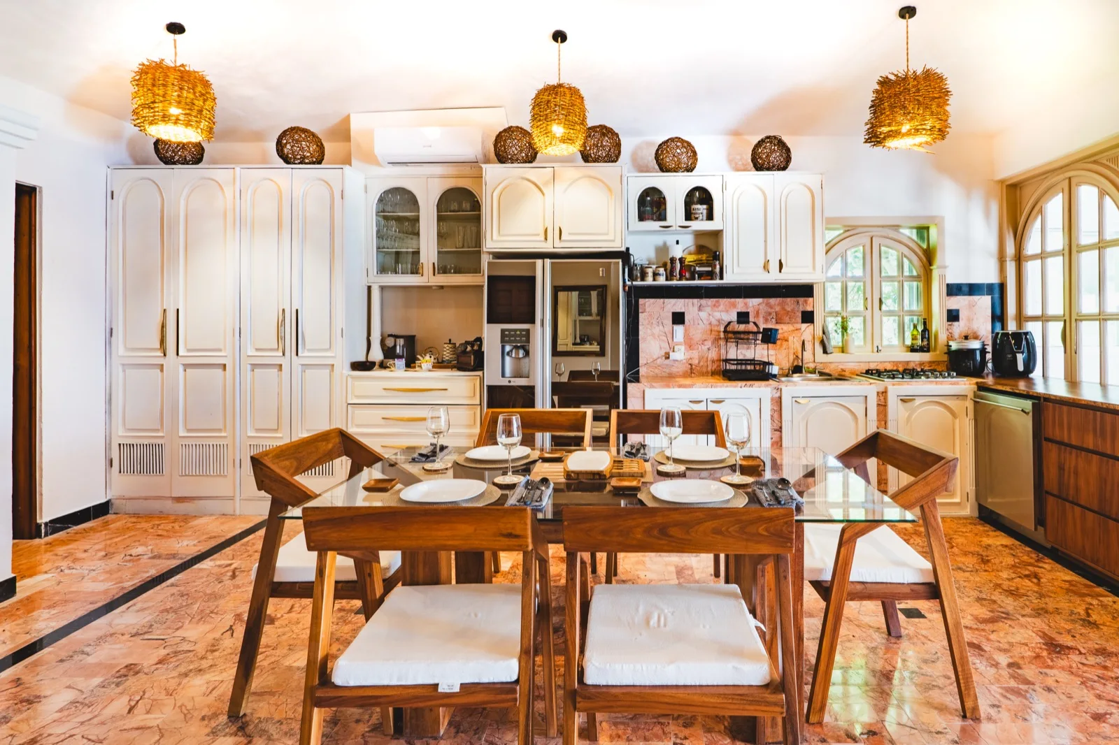 Grand dining room with golden dome ceiling