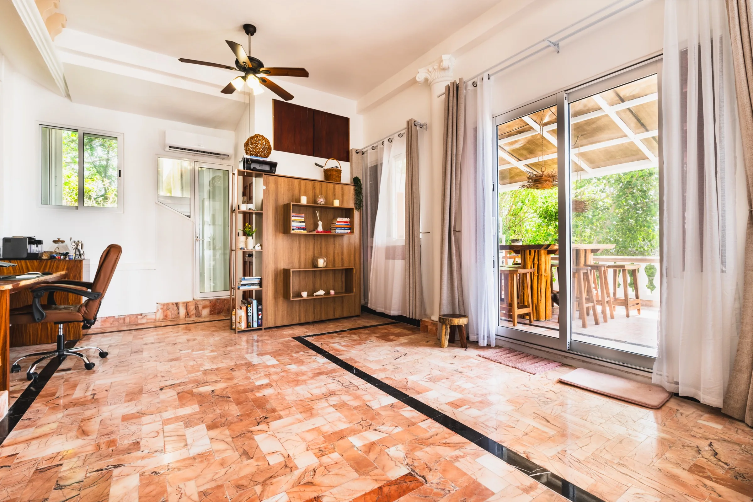 Grand living room with arched openings